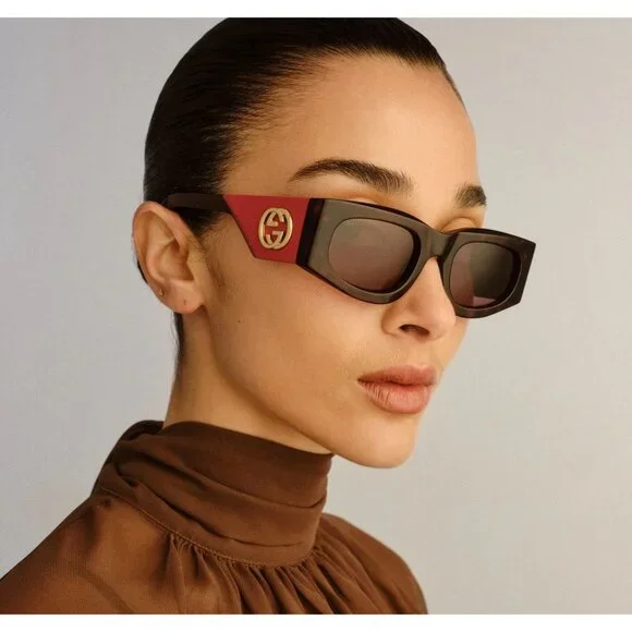 NEW GUCCI SUNGLASSES HAVANA RED BROWN WOMEN EYEWEAR GUCCI display picture 2